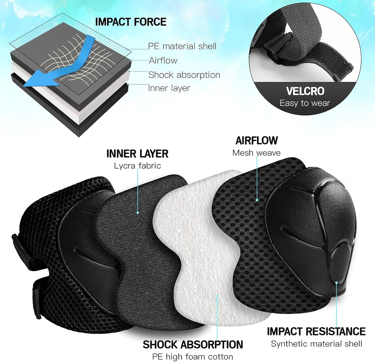 Kids Protective Gear Set Knee Pads for Kids 3-14 Years Toddler Knee and Elbow Pads with Wrist Guards 3 in 1 for Skating Cycling Bike Rollerblading Scooter